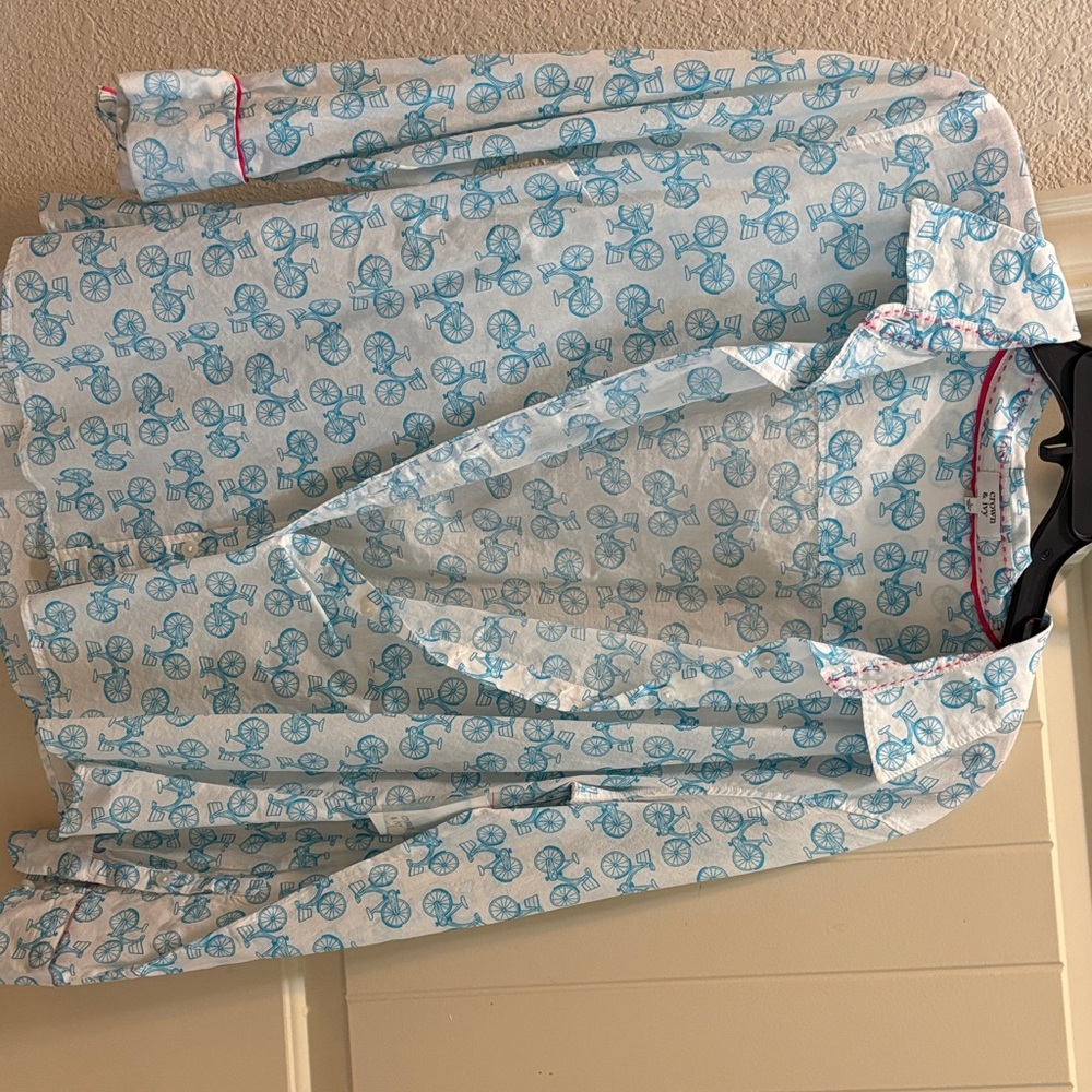 Crown & Ivy Light Blue Bicycle Print Shirt